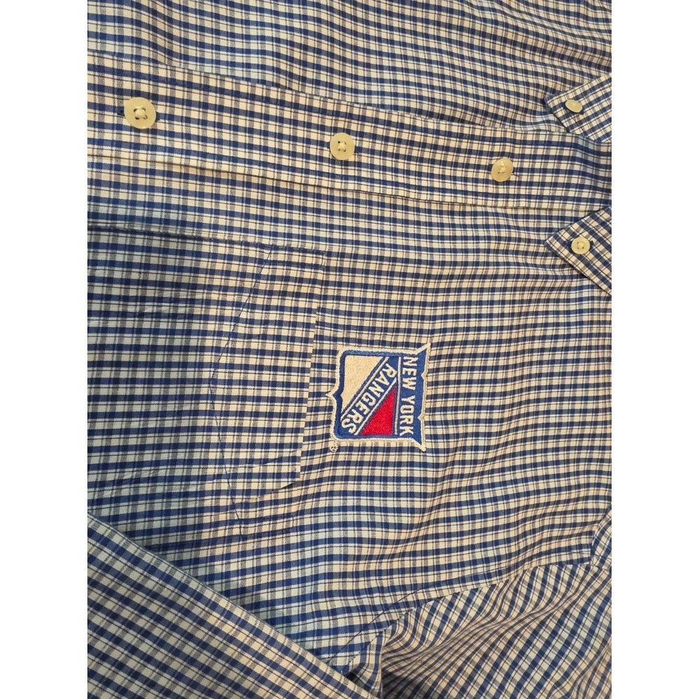 New York Rangers Antigua Mens Medium Long Sleeve Plaid Button Up With... - Picture 2 of 10